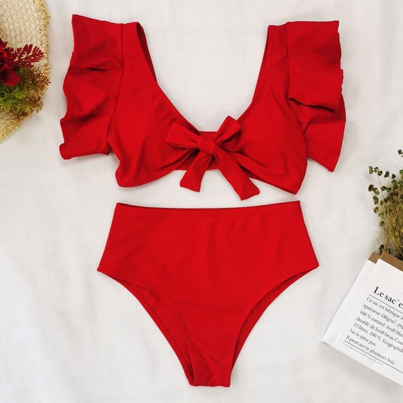 Swimsuit Swimwear High Waist Ruffle Bikini - Picture 2 of 4